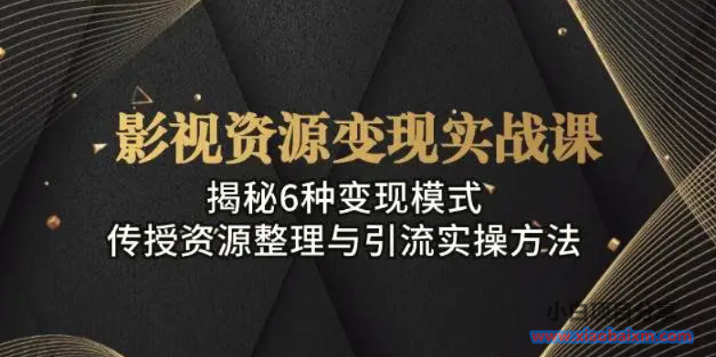 影视资源变现实战课：揭秘6种变现模式，传授资源整理与引流实操方法-小白项目分享网