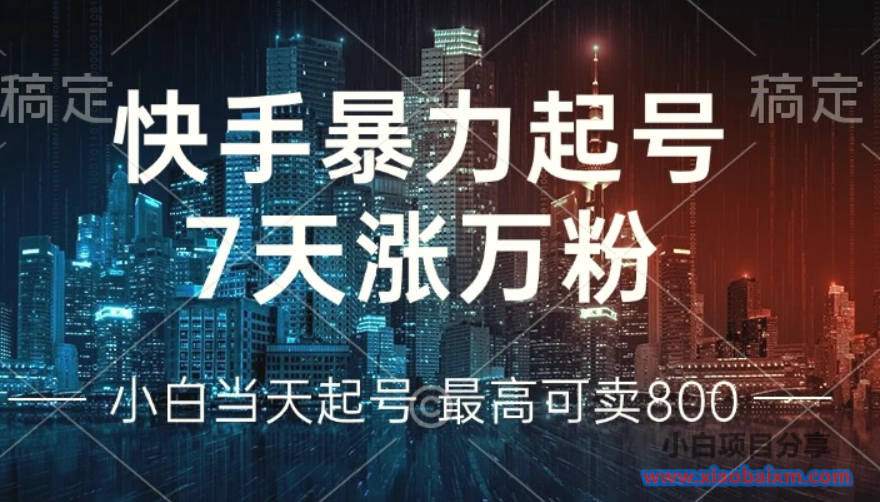 图片[1]-快手暴力起号，7天涨万粉，小白当天起号多种变现方式，账号回收，单月…-小白项目分享网