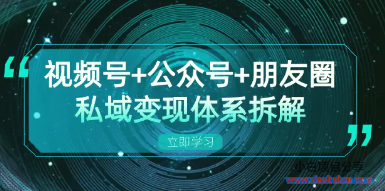 视频号 公众号 朋友圈私域变现体系拆解，全体平台流量枯竭下的应对策略-小白项目分享网