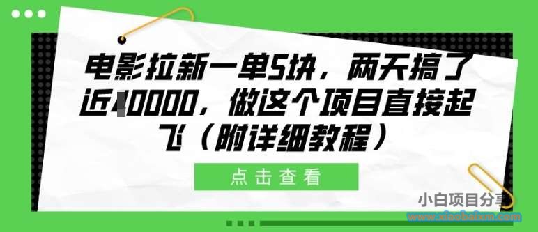 电影拉新一单5块，两天搞了近1个W，做这个项目直接起飞(附详细教程)【揭秘】-小白项目分享网