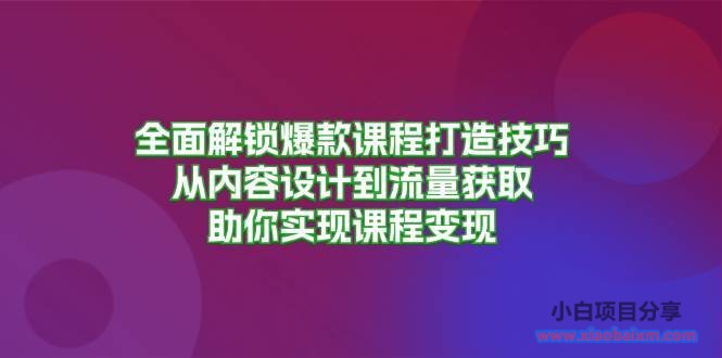 全面解锁爆款课程打造技巧，从内容设计到流量获取，助你实现课程变现-小白项目分享网