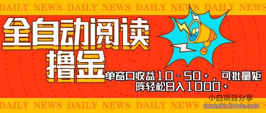 （13189期）全自动阅读撸金，单窗口收益10-50+，可批量矩阵轻松日入1000+，新手小-小白项目分享网