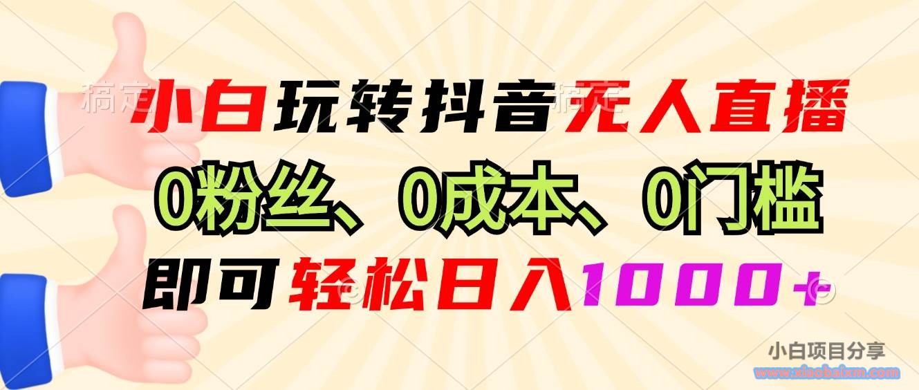 （13210期）小白玩转抖音无人直播，0粉丝、0成本、0门槛，轻松日入1000+-小白项目分享网