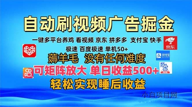 （13223期）多平台 自动看视频广告掘金，当天变现，收益300+，可矩阵放大操作-小白项目分享网