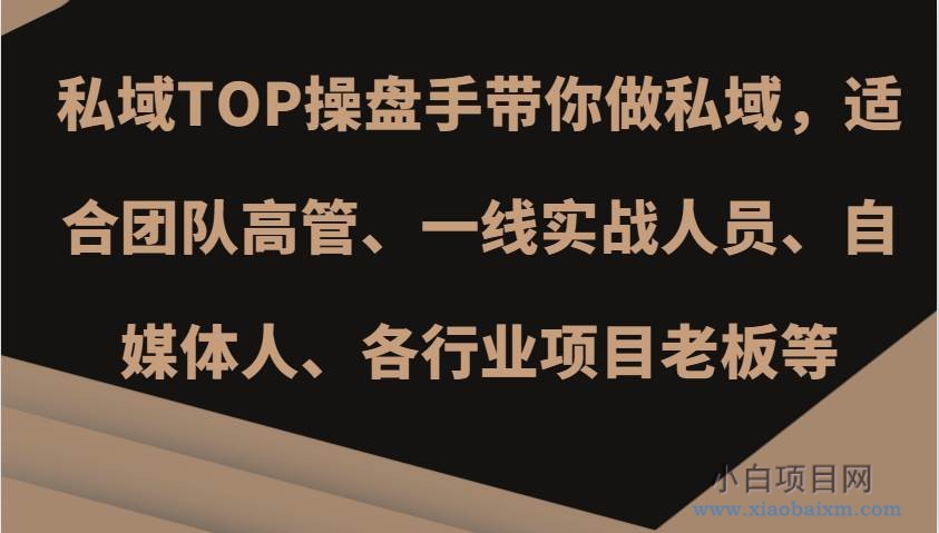 私域TOP操盘手带你做私域，适合团队高管、一线实战人员、自媒体人、各行业项目老板等-小白项目分享网