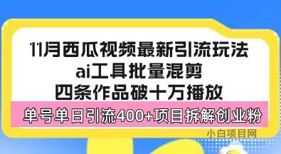 （13245期）西瓜视频最新玩法，全新蓝海赛道，简单好上手，单号单日轻松引流400+创…-小白项目分享网