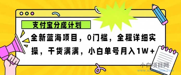 2024年下半年新风口，支付宝分成计划项目玩法，轻松月入1w+-小白项目分享网