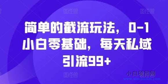 简单的截流玩法，0-1小白零基础，每天私域引流99+【揭秘】-小白项目分享网