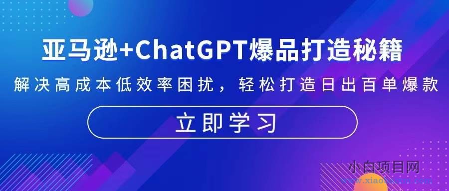 亚马逊ChatGPT爆品打造秘籍：解决高成本低效率困扰 轻松打造日出百单爆款-小白项目分享网