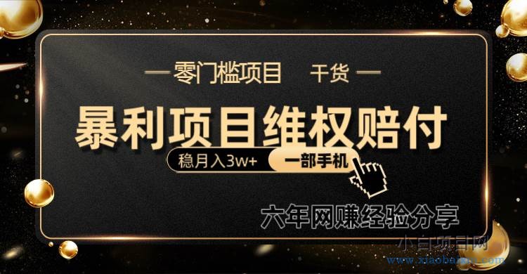 暴利项目线上维权赔付小白月入3w+一部手机改变思维不用剪辑写文案-小白项目分享网