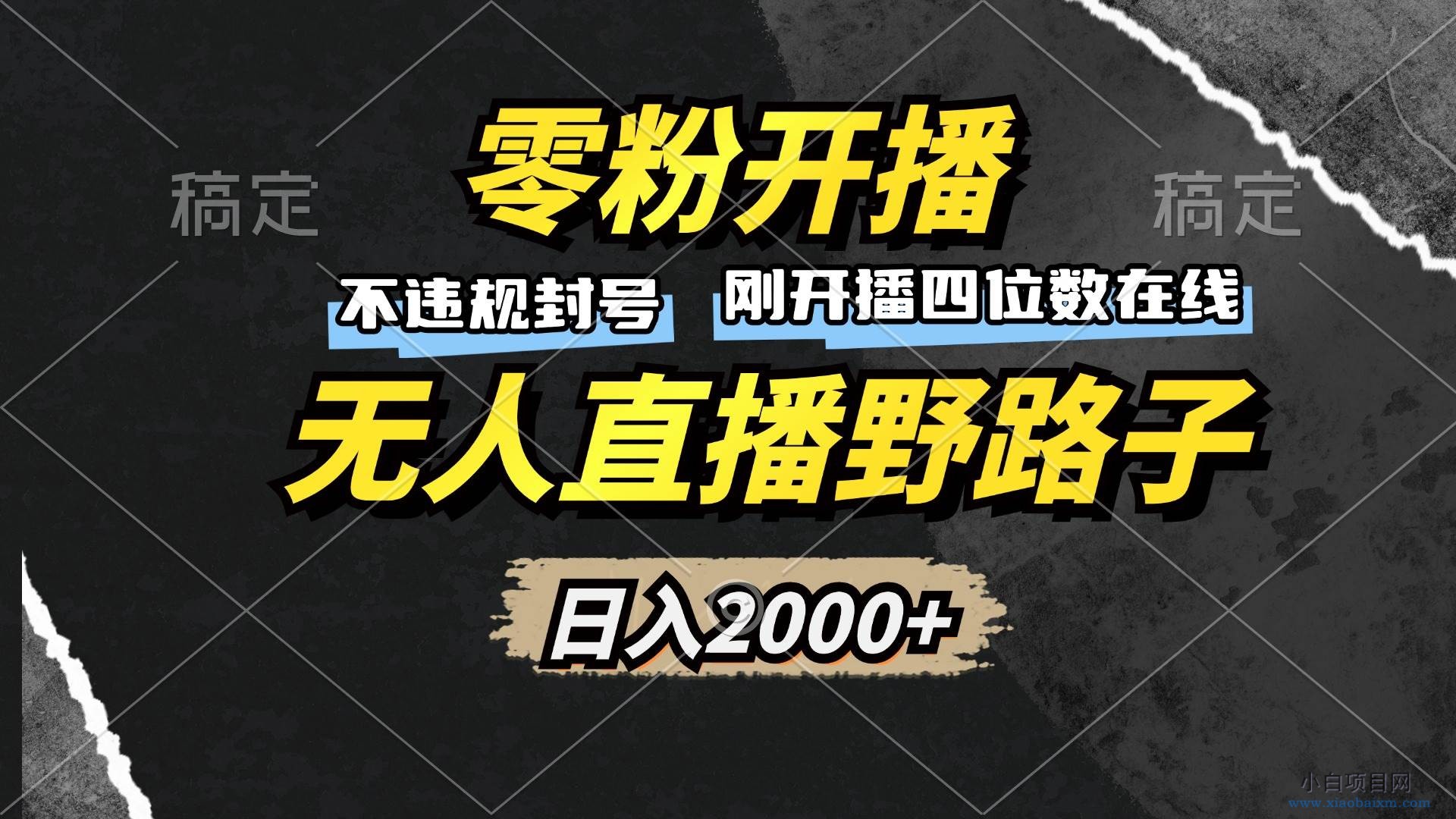 零粉开播，无人直播野路子，日入2000+，不违规封号，躺赚收益！-小白项目分享网