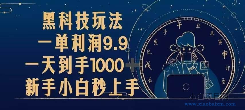 黑科技玩法，一单利润9.9,一天到手1000+，新手小白秒上手-小白项目分享网