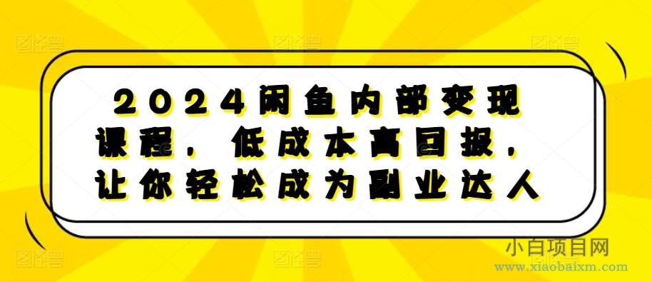 2024闲鱼内部变现课程，低成本高回报，让你轻松成为副业达人-小白项目分享网