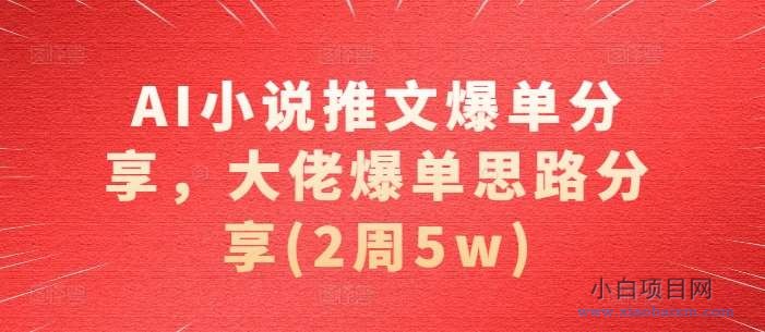 AI小说推文爆单分享，大佬爆单思路分享(2周5w)-小白项目分享网