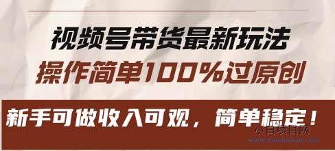 视频号带货最新玩法，操作简单100%过原创，新手可做收入可观，简单稳定！-小白项目分享网