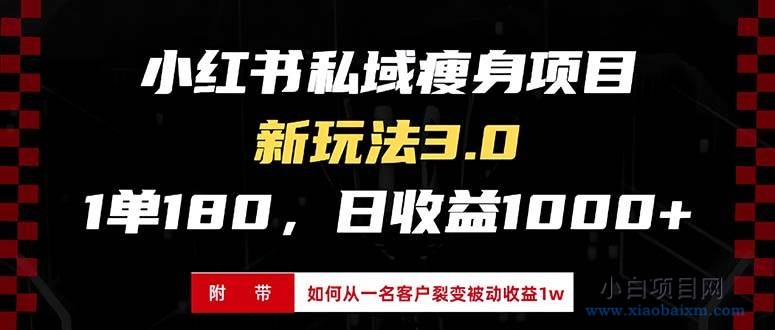 小红书瘦身项目3.0模式，新手小白日赚收益1000+（附从一名客户裂变收益.-小白项目分享网