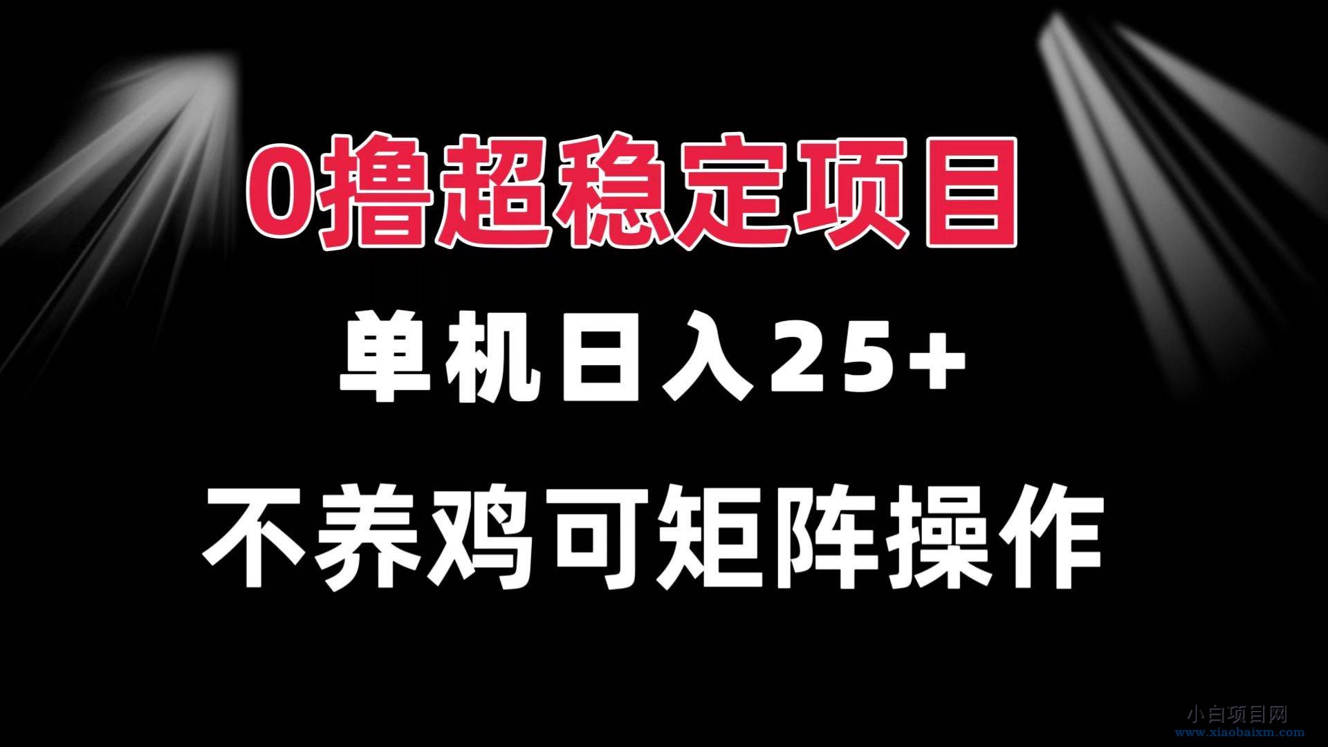 0撸项目 单机日入25+ 可批量操作 无需养鸡 长期稳定 做了就有-小白项目分享网