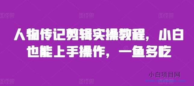 人物传记剪辑实操教程，小白也能上手操作，一鱼多吃-小白项目分享网