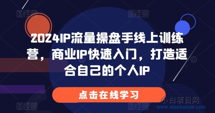 2024IP流量操盘手线上训练营，商业IP快速入门，打造适合自己的个人IP-小白项目分享网