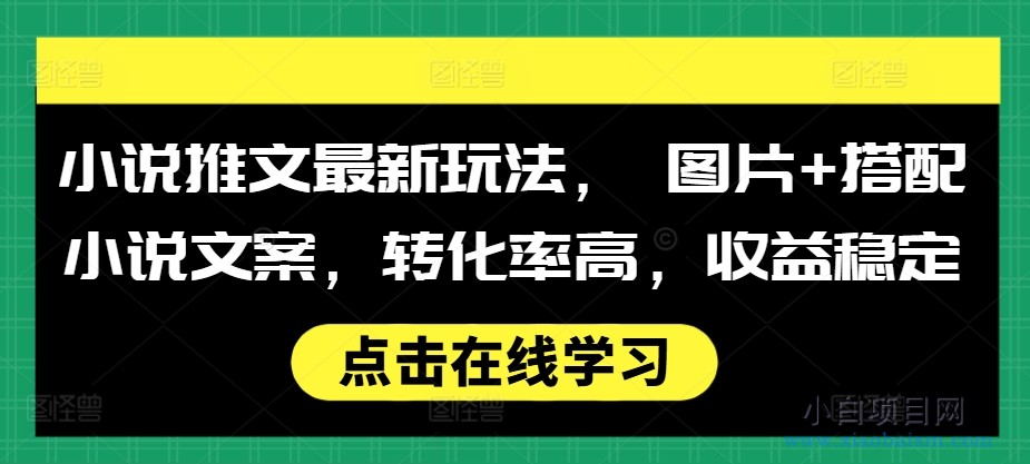 小说推文最新玩法， 图片+搭配小说文案，转化率高，收益稳定-小白项目分享网