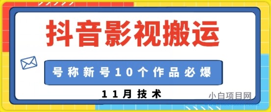 抖音影视搬运，1:1搬运，新号10个作品必爆-小白项目分享网