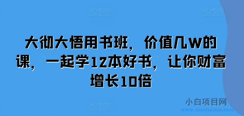 大彻大悟用书班，价值几W的课，一起学12本好书，让你财富增长10倍-小白项目分享网