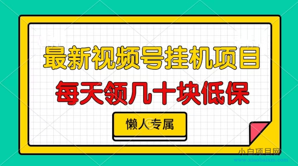 视频号挂机项目，每天几十块低保，懒人专属-小白项目分享网