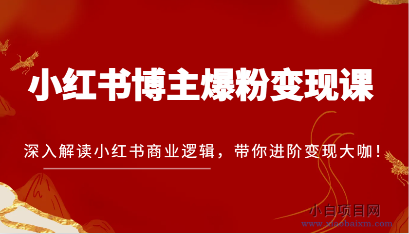 小红书博主爆粉变现课，深入解读小红书商业逻辑，带你进阶变现大咖！-小白项目分享网