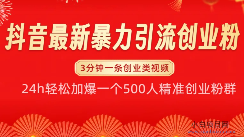 抖音最新暴力引流创业粉，24h轻松加爆一个500人精准创业粉群【揭秘】-小白项目分享网