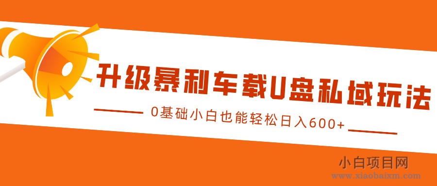 升级暴利车载U盘私域玩法，0基础小白也能轻松日入600+-小白项目分享网