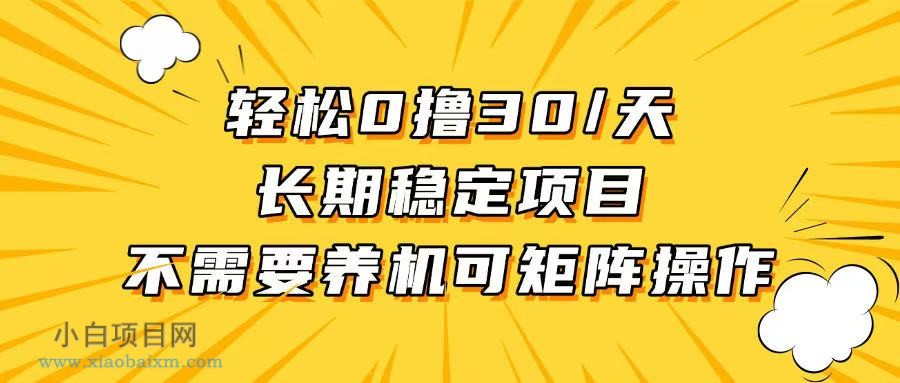 轻松撸30+/天，无需养鸡 ，无需投入，长期稳定，做就赚！-小白项目分享网