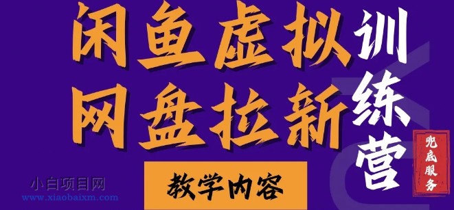 闲鱼虚拟网盘拉新训练营，两天快速人门，长久稳定被动收入，要在没有天花板的项目里赚钱-小白项目分享网