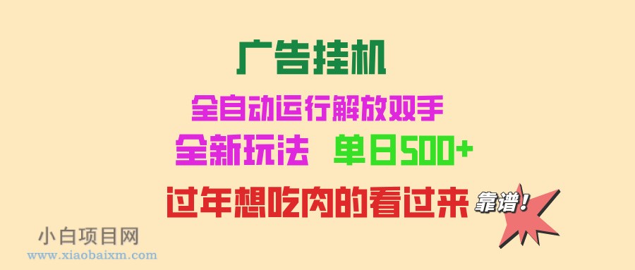 广告挂机 全自动运行 单机500+ 可批量复制 玩法简单 小白新手上手简单-小白项目分享网