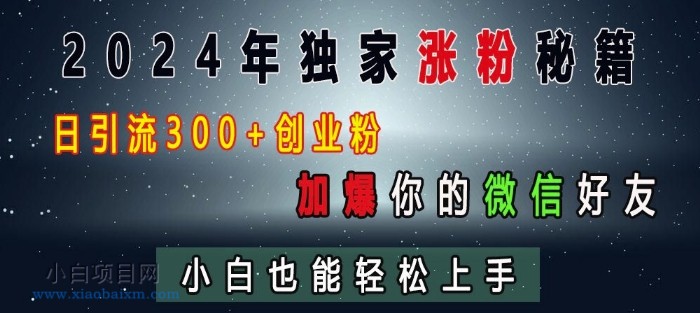 2024年独家涨粉秘籍，日引流300+创业粉，加爆你的微信好友，小白也能轻松上手-小白项目分享网