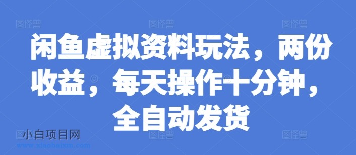 闲鱼虚拟资料玩法，两份收益，每天操作十分钟，全自动发货【揭秘】-小白项目分享网