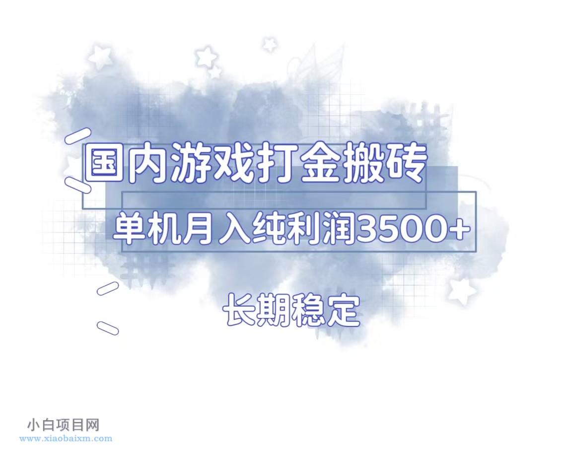 国内游戏打金搬砖，长期稳定，单机纯利润3500+多开多得-小白项目分享网