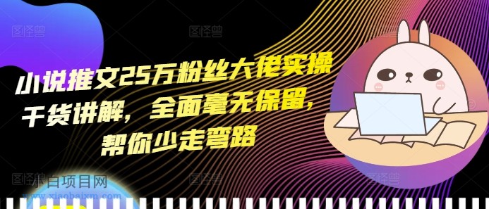 小说推文25万粉丝大佬实操干货讲解，全面毫无保留，帮你少走弯路-小白项目分享网