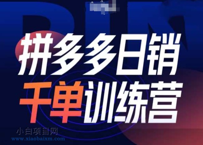 拼多多日销千单训练营第31期-微付费带免费流玩法-小白项目分享网