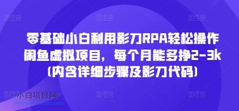 零基础小白利用影刀RPA轻松操作闲鱼虚拟项目，每个月能多挣2-3K(内含详细步骤及影刀代码)-小白项目分享网