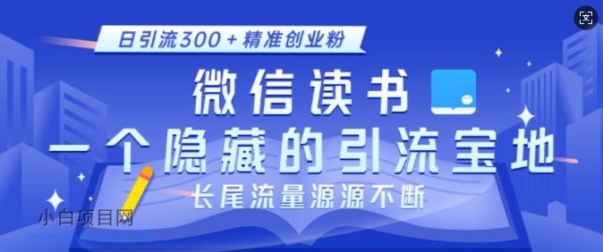 微信读书，一个隐藏的引流宝地，不为人知的小众打法，日引流300+精准创业粉，长尾流量源源不断-小白项目分享网