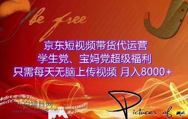 京东短视频带货代运营，学生党、宝妈党超级福利，只需每天无脑上传视频，月入8000+【仅揭秘】-小白项目分享网