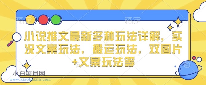 小说推文最新多种玩法详解，实况文案玩法，搬运玩法，双图片+文案玩法等-小白项目分享网