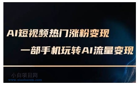 AI短视频热门涨粉变现课，AI数字人制作短视频超级变现实操课，一部手机玩转短视频变现-小白项目分享网