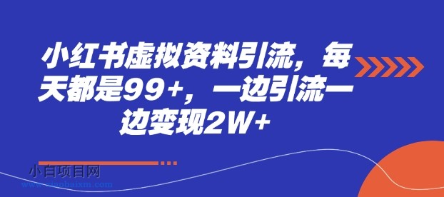 小红书虚拟资料引流，每天都是99+，一边引流一边变现2W+-小白项目分享网