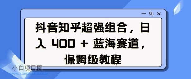 抖音知乎超强组合，日入4张， 蓝海赛道，保姆级教程-小白项目分享网