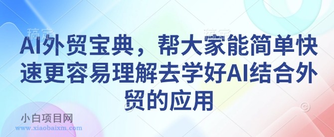 AI外贸宝典，帮大家能简单快速更容易理解去学好AI结合外贸的应用-小白项目分享网