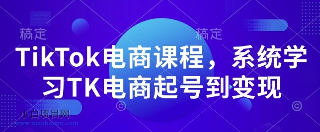 TIKTOK电商课程，​系统学习TK电商起号到变现-小白项目分享网