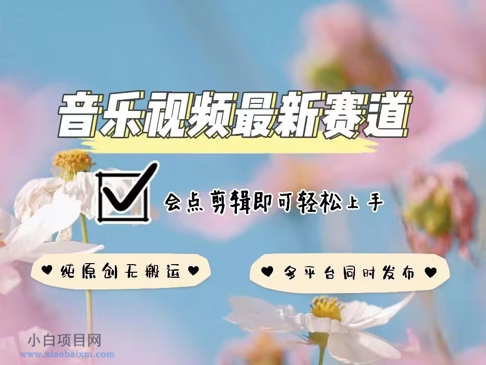 音乐视频赛道最新玩法，纯原创不违规，可所有平台同时发布，会点剪辑即可轻松拿捏-小白项目分享网