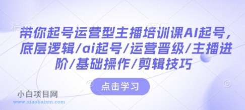 带你起号运营型主播培训课AI起号，底层逻辑/ai起号/运营晋级/主播进阶/基础操作/剪辑技巧-小白项目分享网