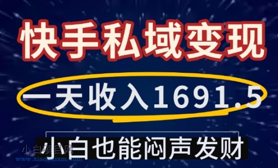 一天收入1691.5，快手私域变现，小白也能闷声发财-小白项目分享网